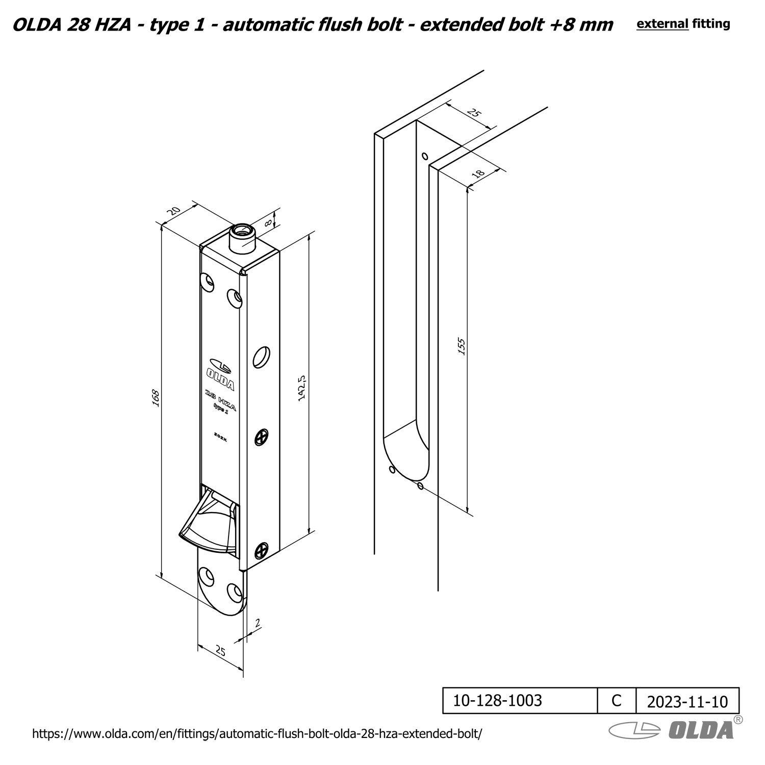 Automatisk kantregel <br>OLDA 28 HZA – med förlängd regel
