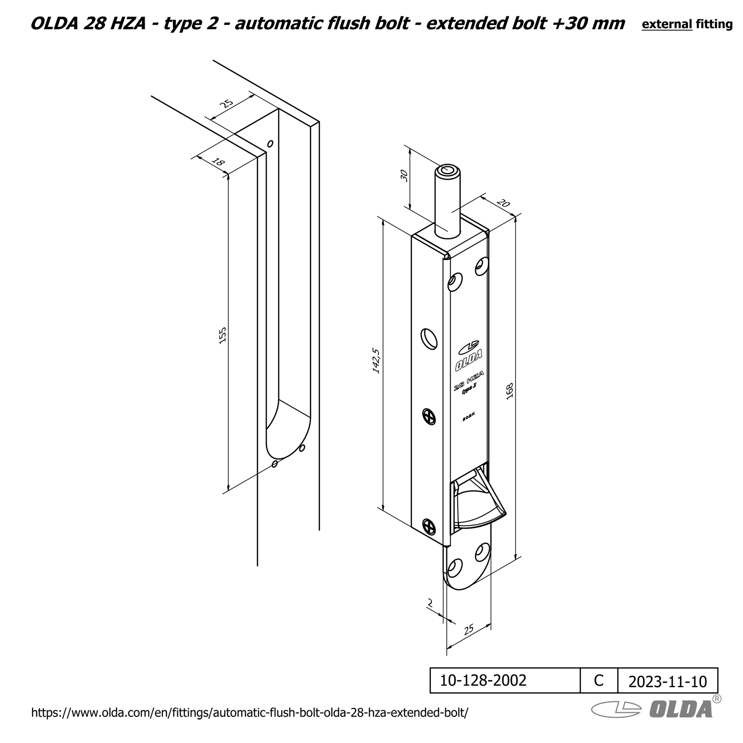 Automatisk kantregel <br>OLDA 28 HZA – med förlängd regel