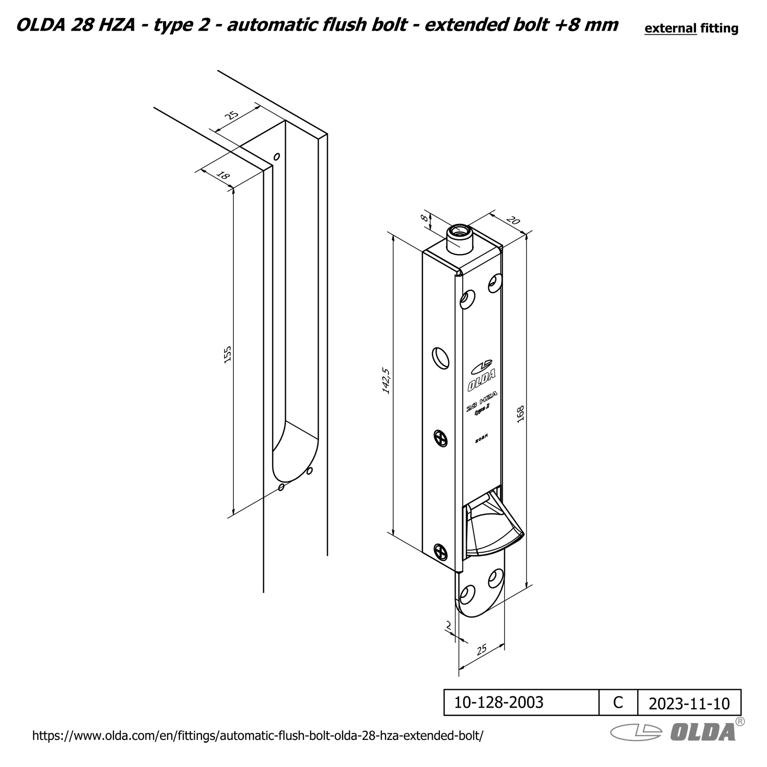 Automatisk kantregel <br>OLDA 28 HZA – med förlängd regel